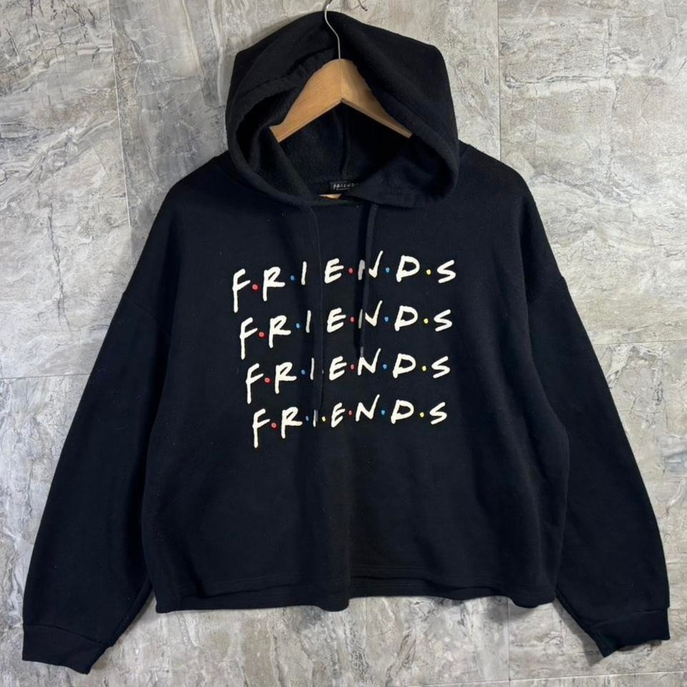 Official Friends Hoodie Logo Cropped Style‎ Black Sweatshirt TV SERIES Size XL